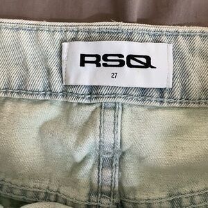Light green blue Jean cut off shorts.